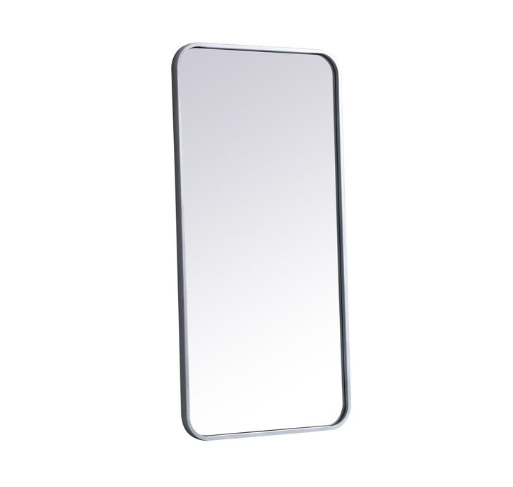 Soft Corner Metal Rectangular Mirror 18X36 Inch In Silver