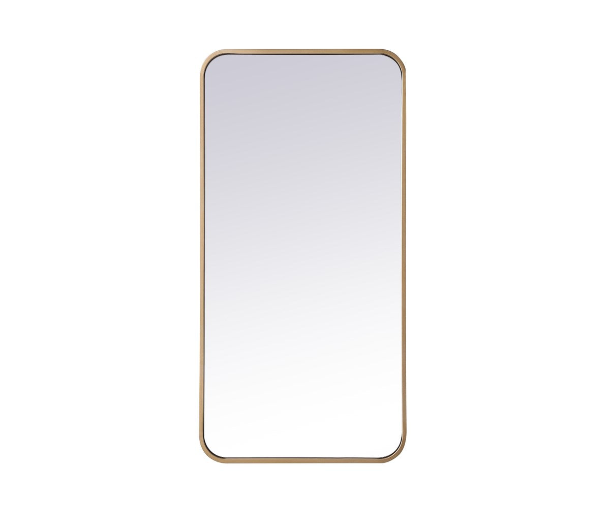 Soft Corner Metal Rectangular Mirror 18X36 Inch In Brass by Elegant Decor