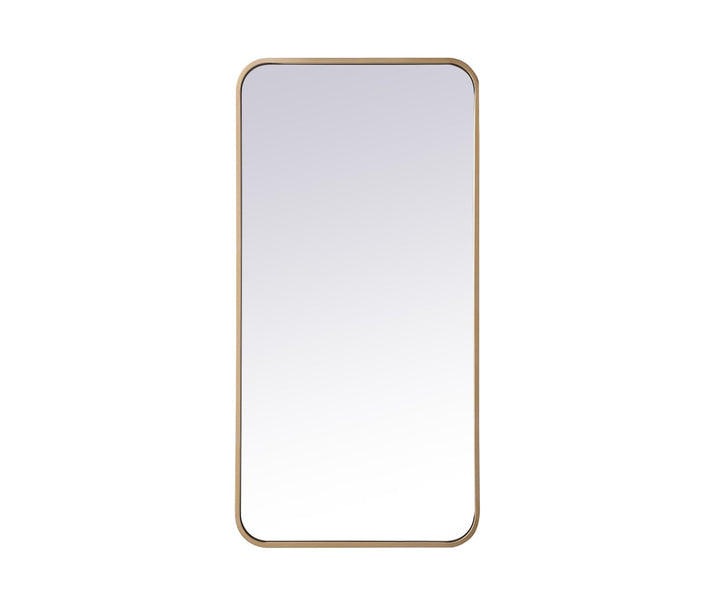 Soft Corner Metal Rectangular Mirror 18X36 Inch In Brass by Elegant Decor