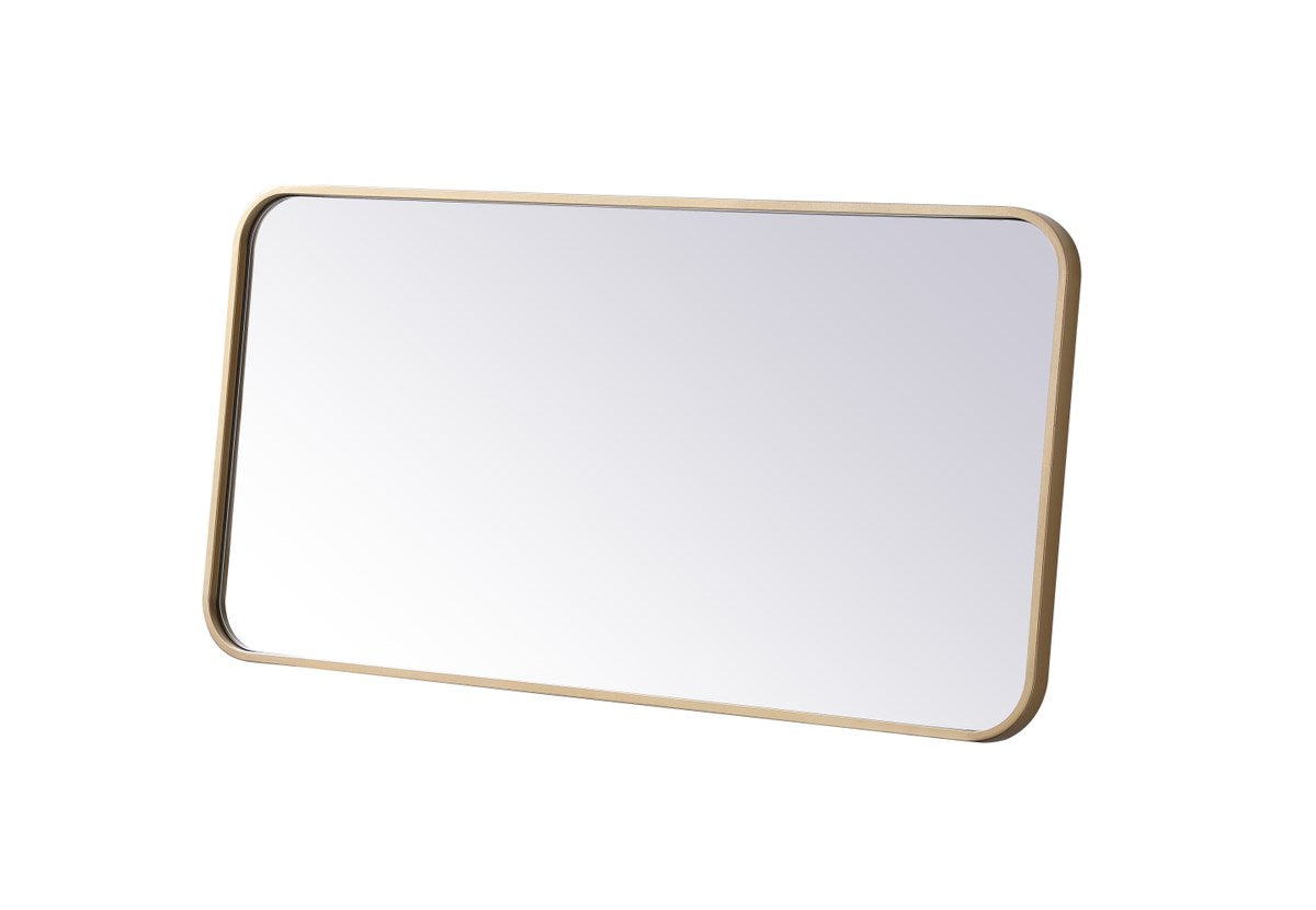 Soft Corner Metal Rectangular Mirror 18X36 Inch In Brass