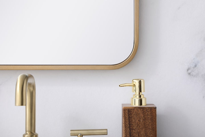 Soft Corner Metal Rectangular Mirror 18X36 Inch In Brass