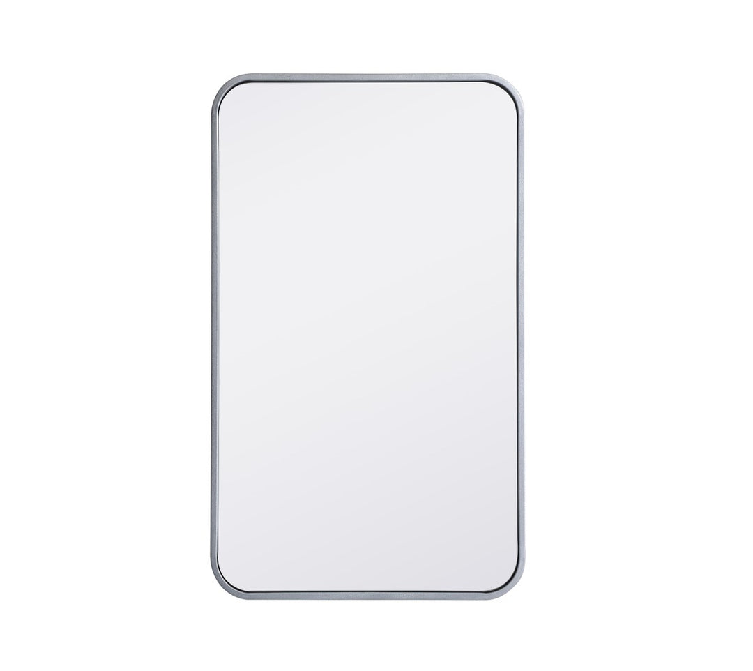 Soft Corner Metal Rectangular Mirror 18X30 Inch In Silver by Elegant Decor