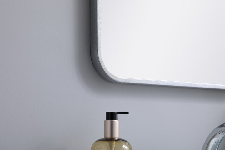 Soft Corner Metal Rectangular Mirror 18X30 Inch In Silver