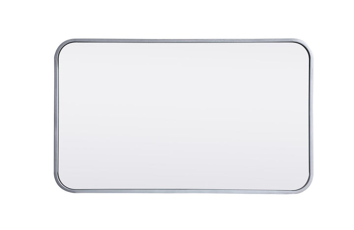 Soft Corner Metal Rectangular Mirror 18X30 Inch In Silver