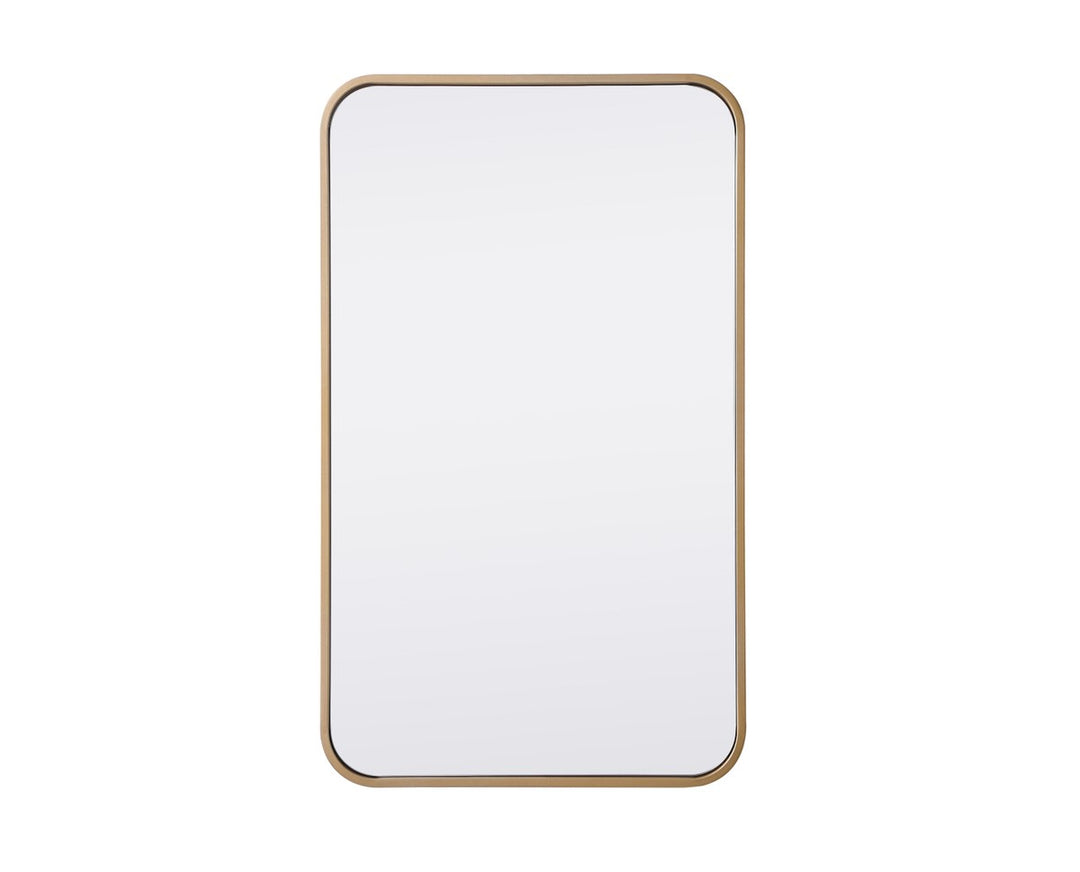 Soft Corner Metal Rectangular Mirror 18X30 Inch In Brass by Elegant Decor