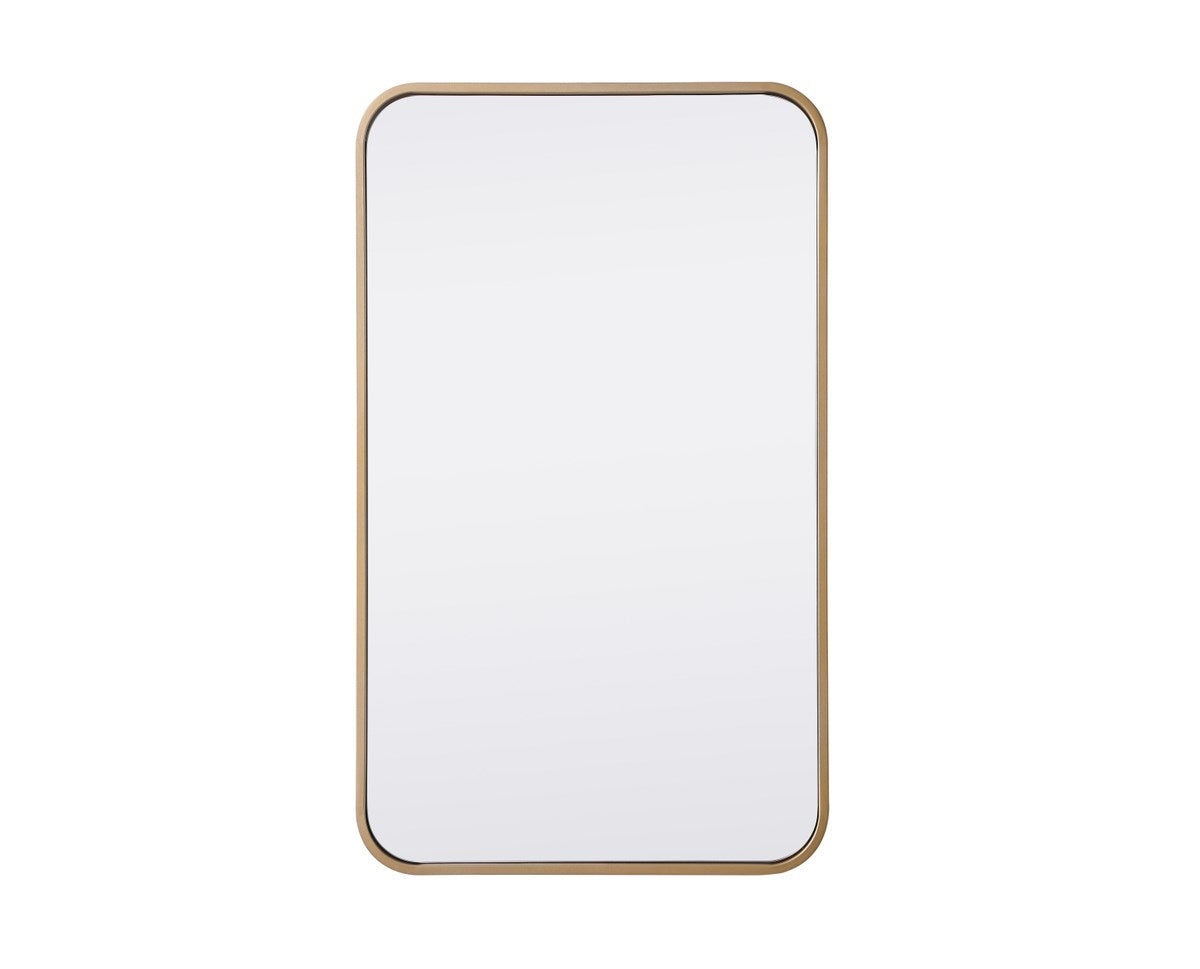Soft Corner Metal Rectangular Mirror 18X30 Inch In Brass by Elegant Decor