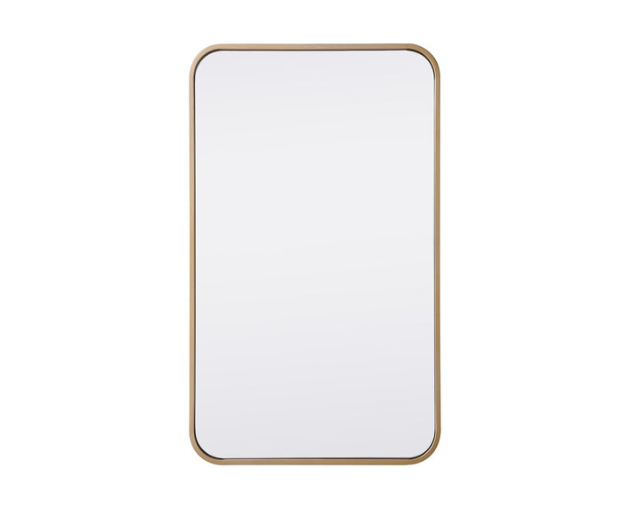Soft Corner Metal Rectangular Mirror 18X30 Inch In Brass by Elegant Decor