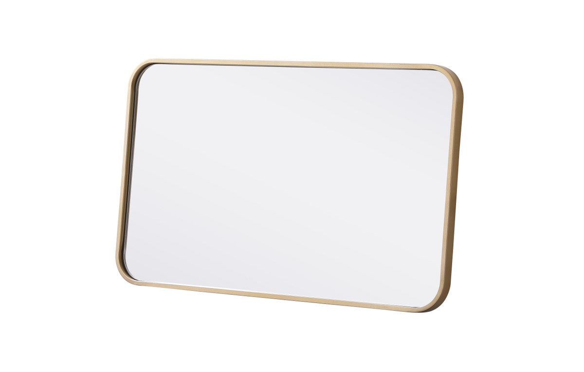 Soft Corner Metal Rectangular Mirror 18X30 Inch In Brass