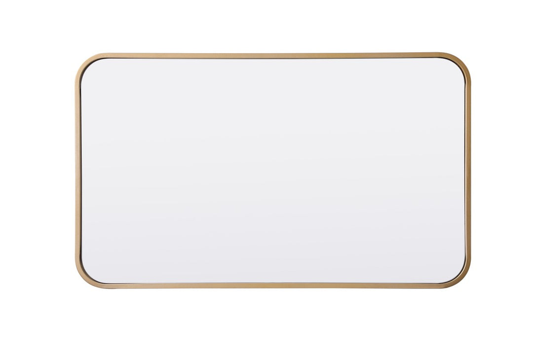 Soft Corner Metal Rectangular Mirror 18X30 Inch In Brass