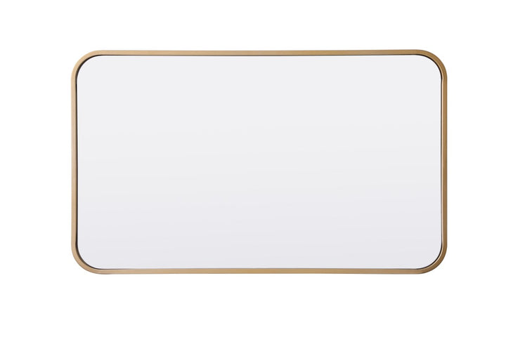 Soft Corner Metal Rectangular Mirror 18X30 Inch In Brass