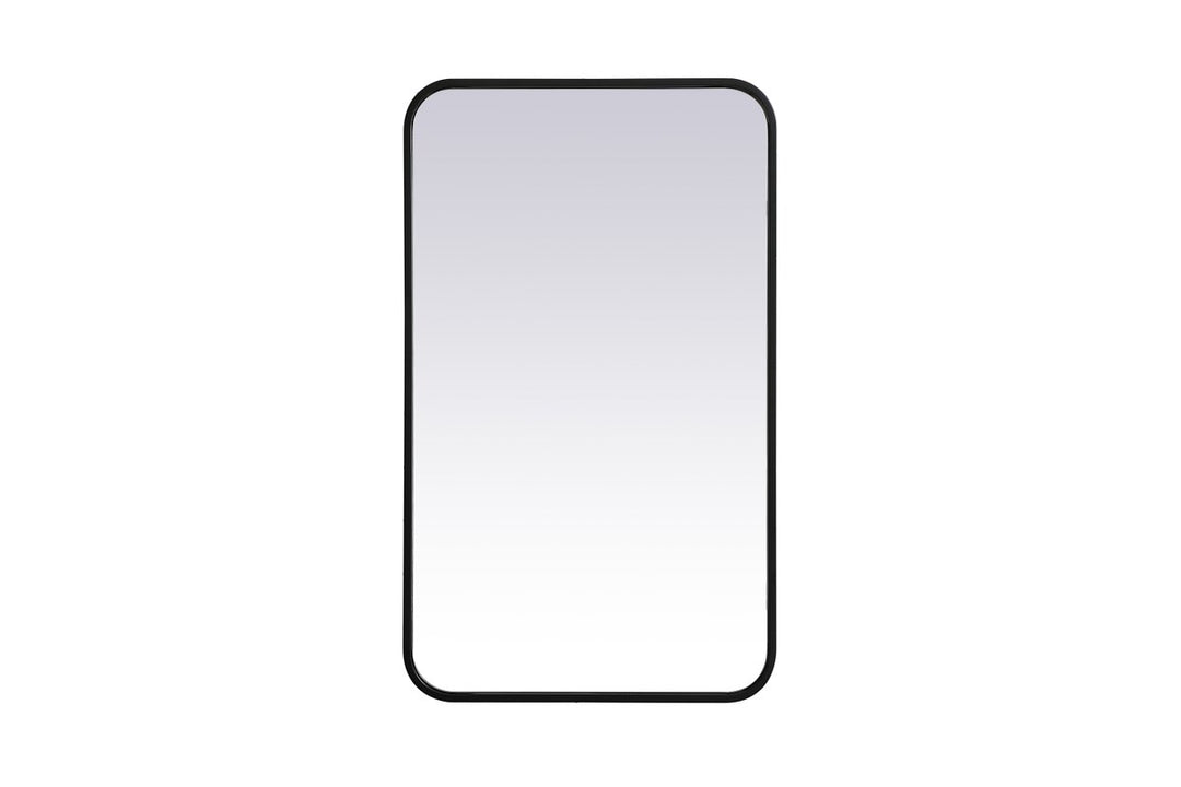 Soft Corner Metal Rectangular Mirror 18X30 Inch In Black by Elegant Decor