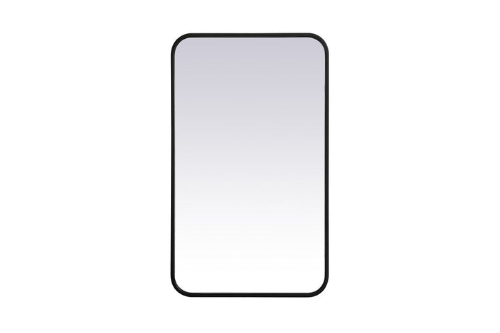 Soft Corner Metal Rectangular Mirror 18X30 Inch In Black by Elegant Decor