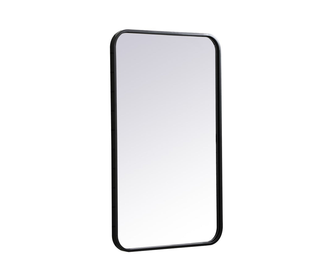 Soft Corner Metal Rectangular Mirror 18X30 Inch In Black