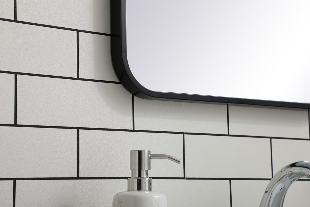 Soft Corner Metal Rectangular Mirror 18X30 Inch In Black