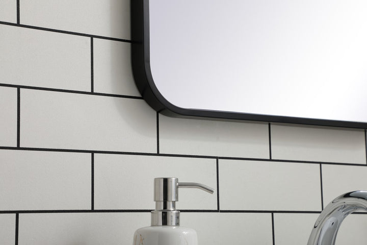 Soft Corner Metal Rectangular Mirror 18X30 Inch In Black