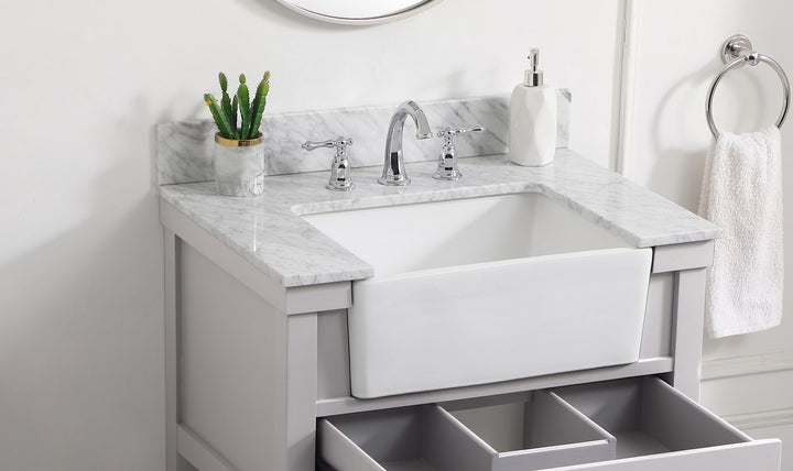 30 Inch Backsplash In Carrara White