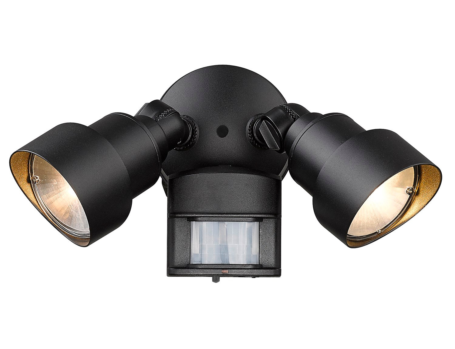 2-Light Matte Black Integrated Led Adjustable Head Floodlight With Motion Sensor