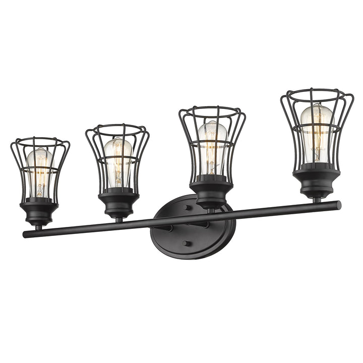 4-Light Matte Black Vanity