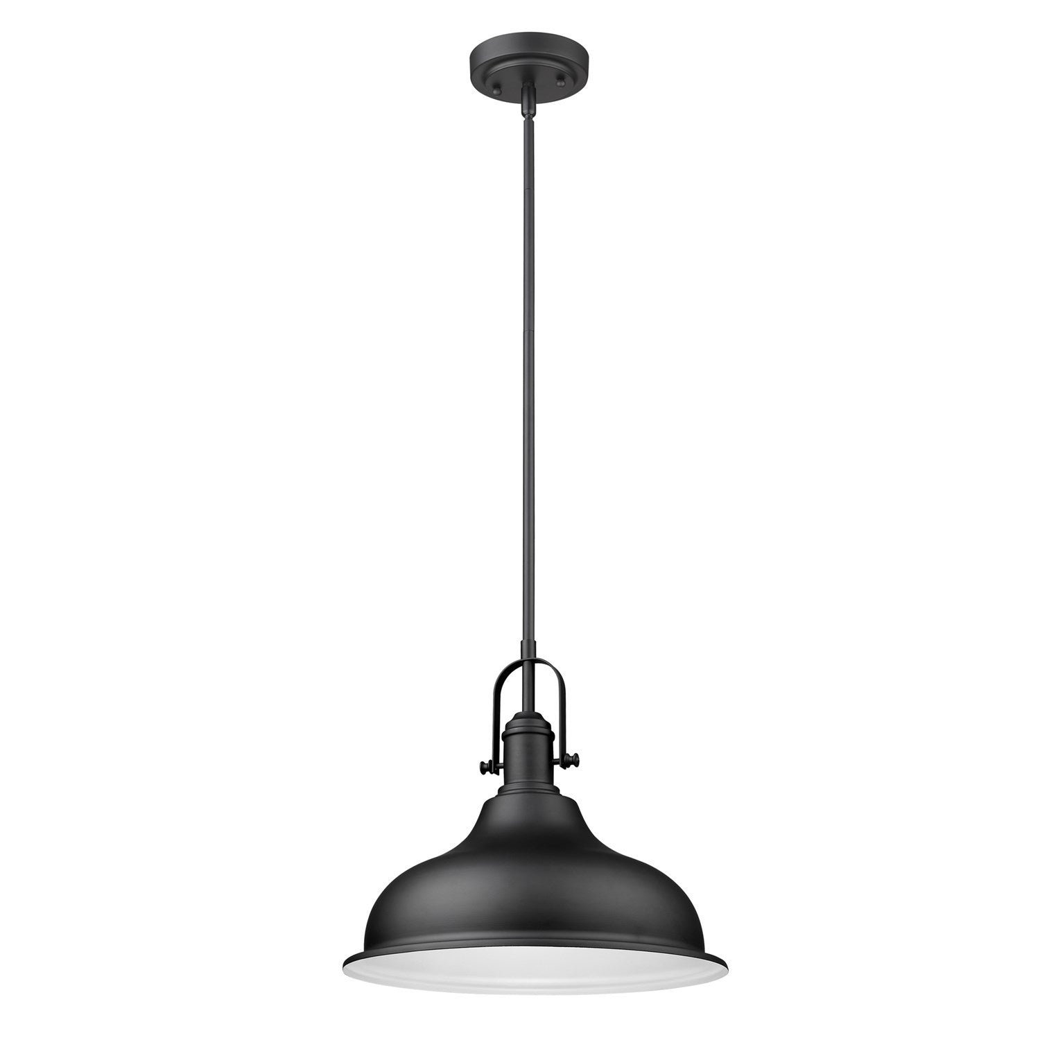 1-Light Matte Black Pendant With Metal Shade by Acclaim Lighting