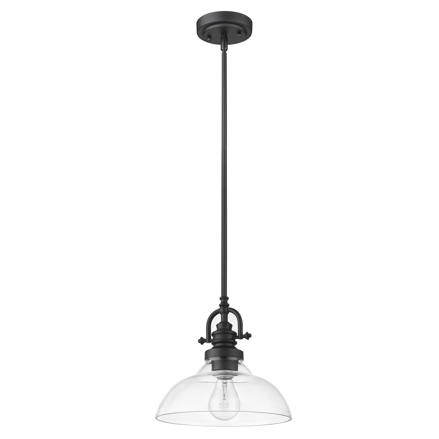 1-Light Matte Black Pendant With Clear Glass Shade by Acclaim Lighting