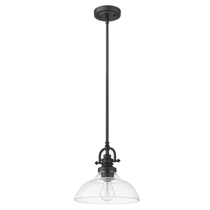1-Light Matte Black Pendant With Clear Glass Shade by Acclaim Lighting