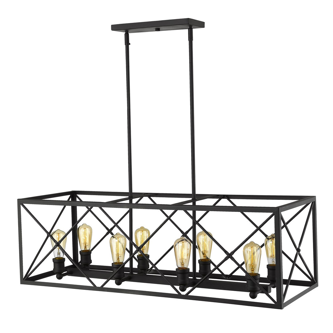 8-Light Matte Black Island Pendant With Metal Framework Shade by Acclaim Lighting
