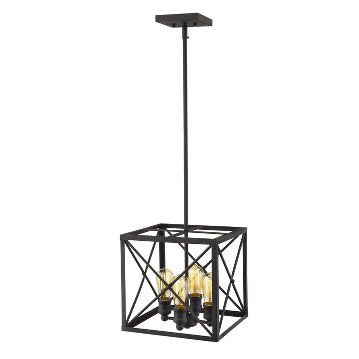 4-Light Matte Black Pendant With Metal Framework Shade by Acclaim Lighting