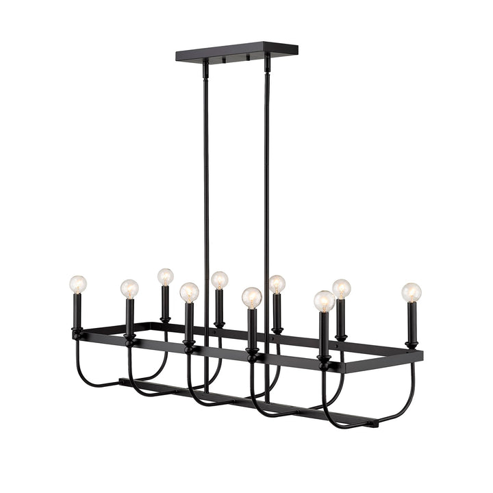 10-Light Matte Black Island Pendant