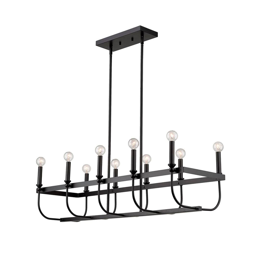 10-Light Matte Black Island Pendant
