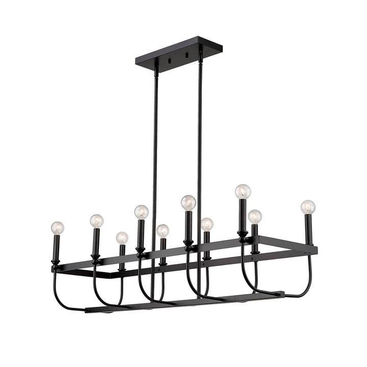 10-Light Matte Black Island Pendant