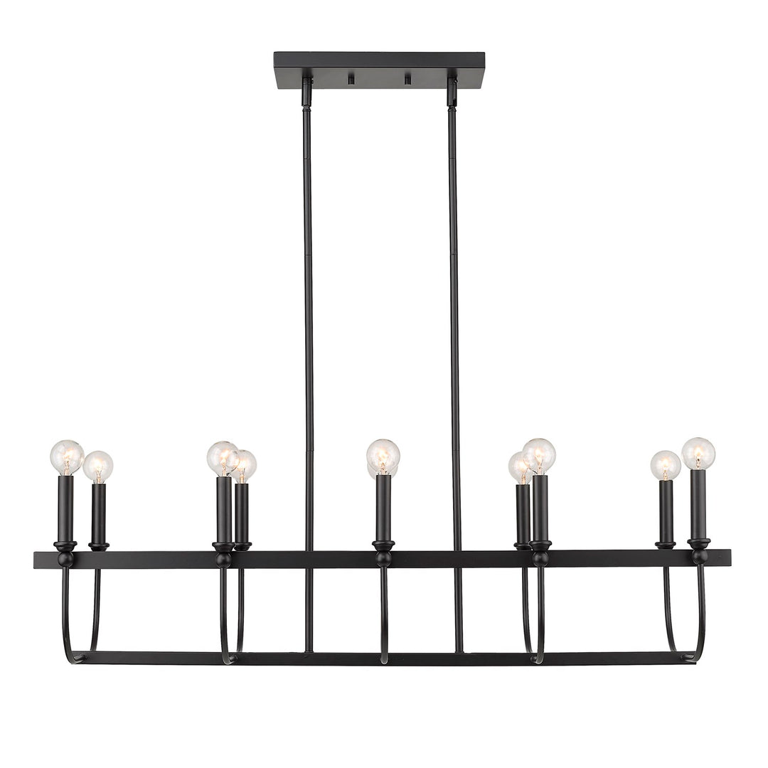 10-Light Matte Black Island Pendant