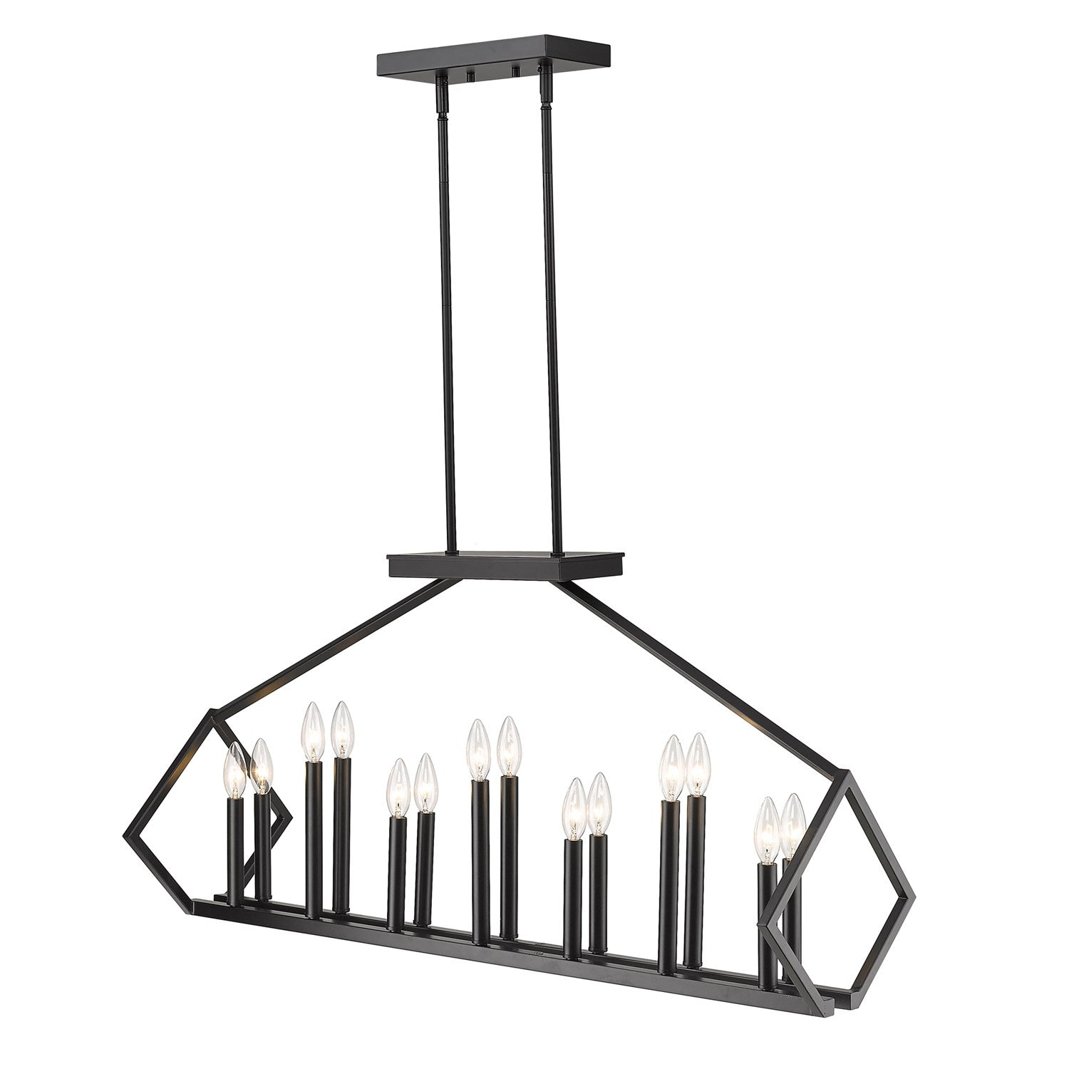 14-Light Matte Black Island Pendant