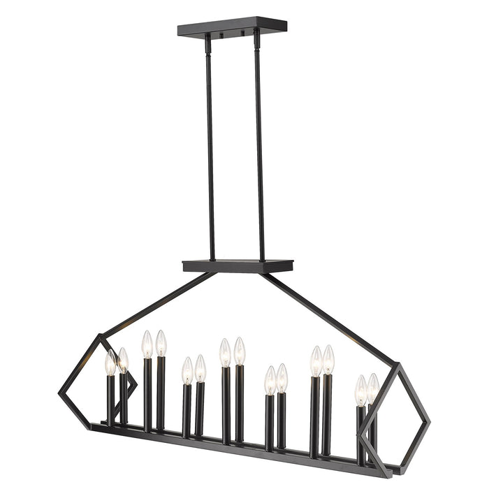 14-Light Matte Black Island Pendant