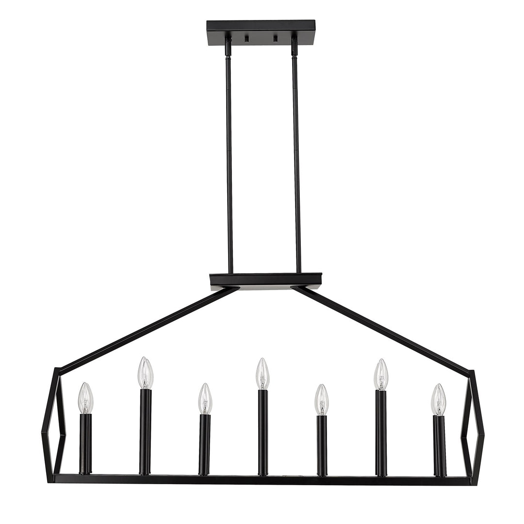 14-Light Matte Black Island Pendant