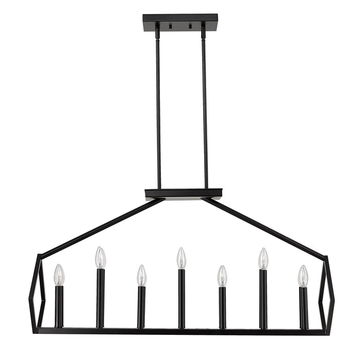 14-Light Matte Black Island Pendant