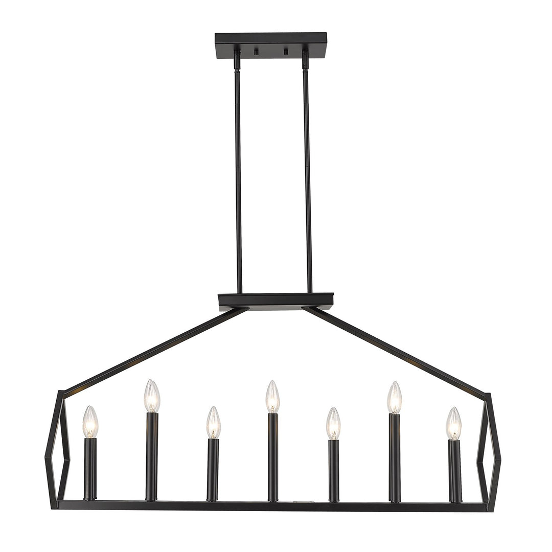 14-Light Matte Black Island Pendant