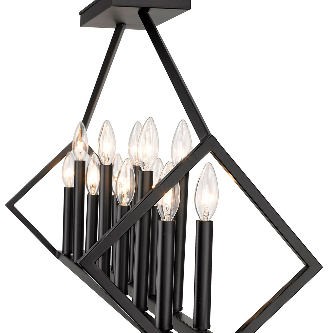 14-Light Matte Black Island Pendant