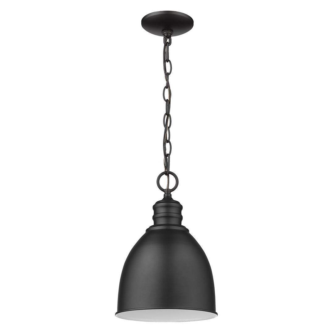 1-Light Matte Black Pendant With Gloss White Interior Shade by Acclaim Lighting