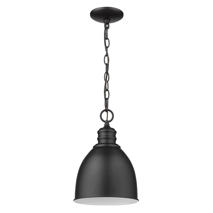 1-Light Matte Black Pendant With Gloss White Interior Shade by Acclaim Lighting