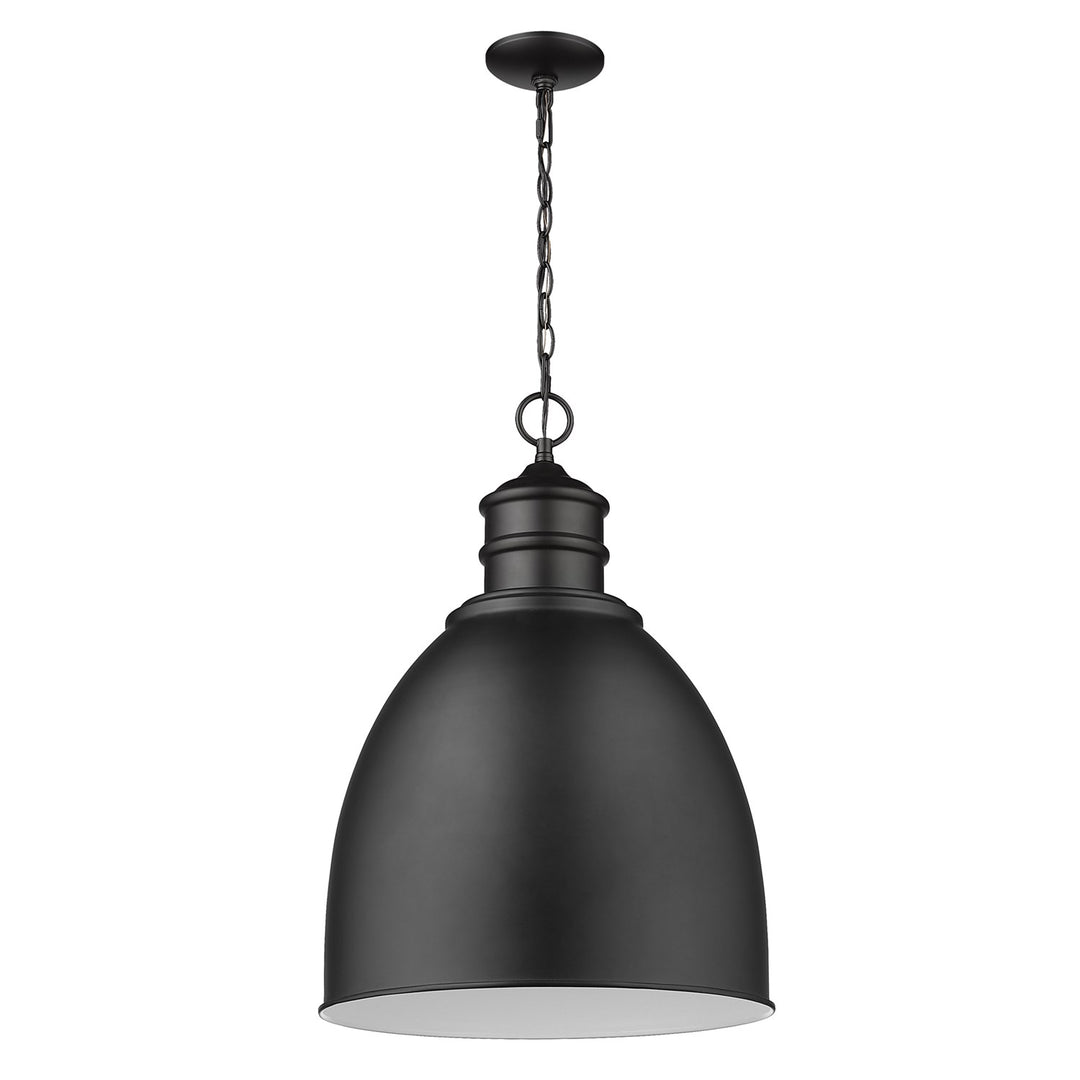 1-Light Matte Black Pendant With Gloss White Interior Shade by Acclaim Lighting