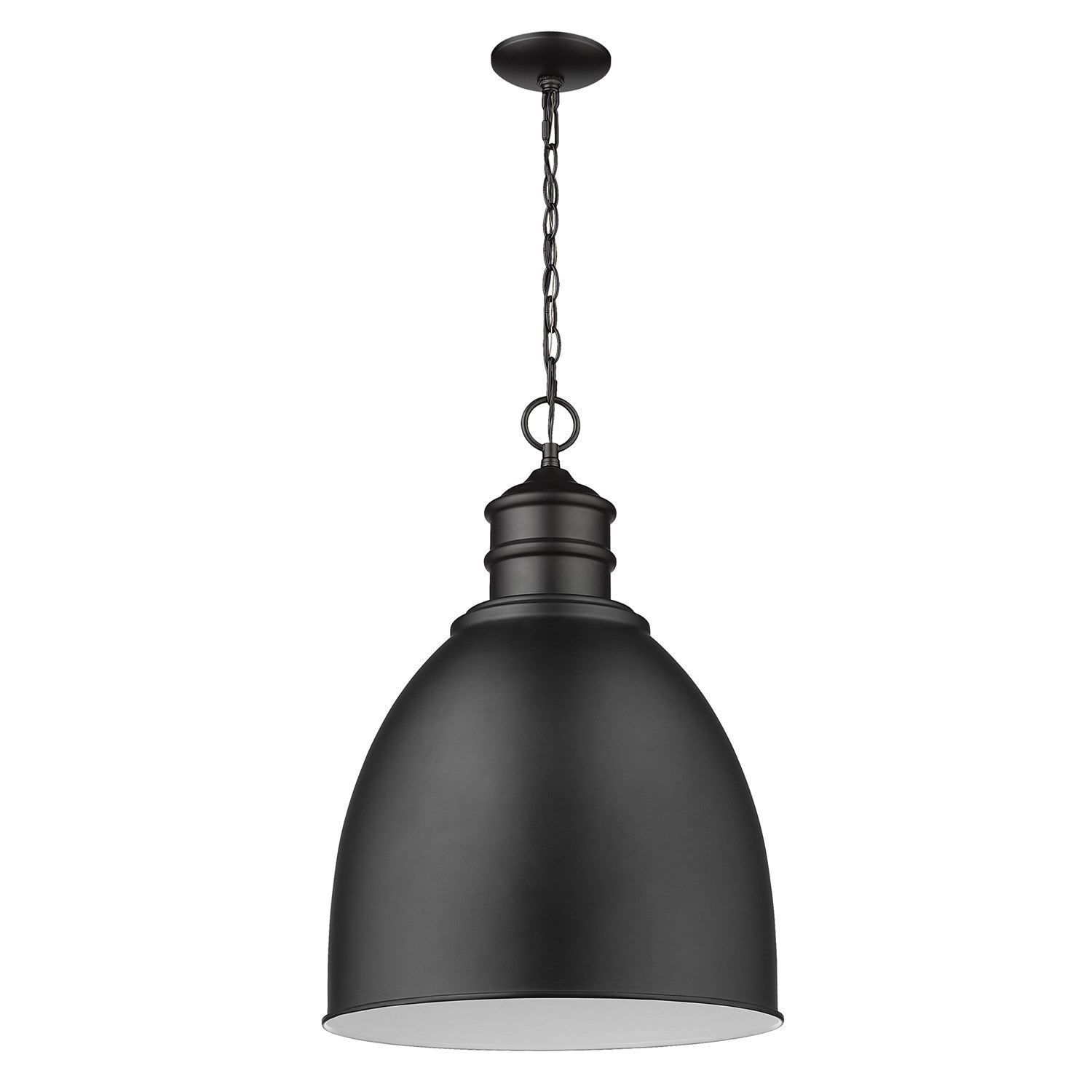 1-Light Matte Black Pendant With Gloss White Interior Shade by Acclaim Lighting
