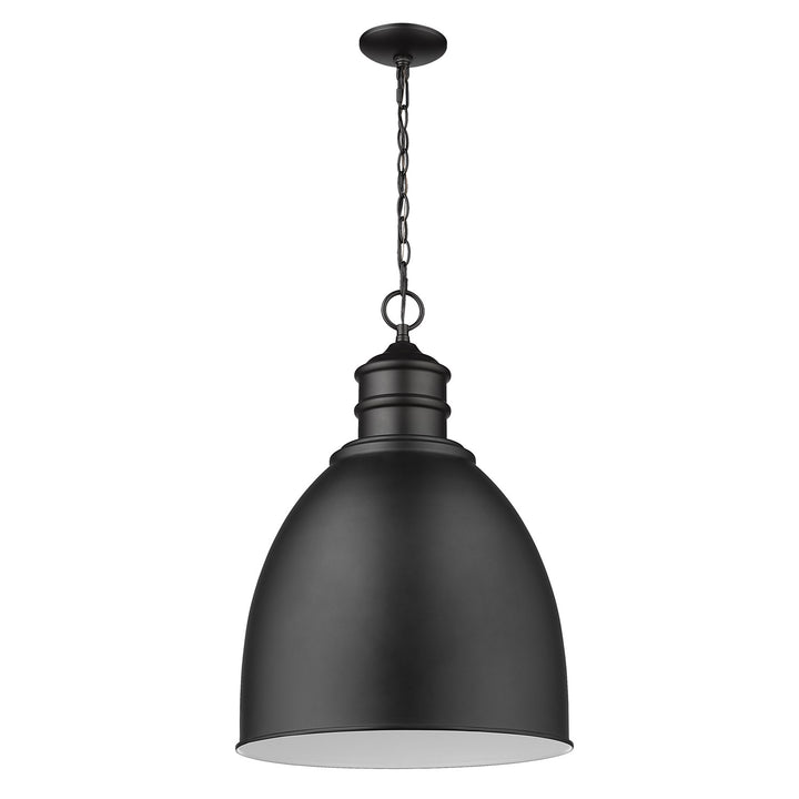 1-Light Matte Black Pendant With Gloss White Interior Shade by Acclaim Lighting