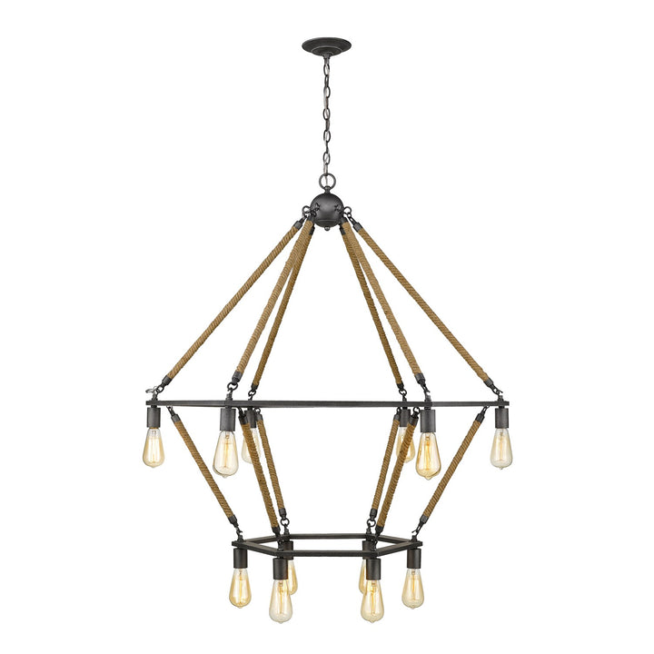 12-Light Antique Gray Wagon Wheel Chandelier by Acclaim Lighting
