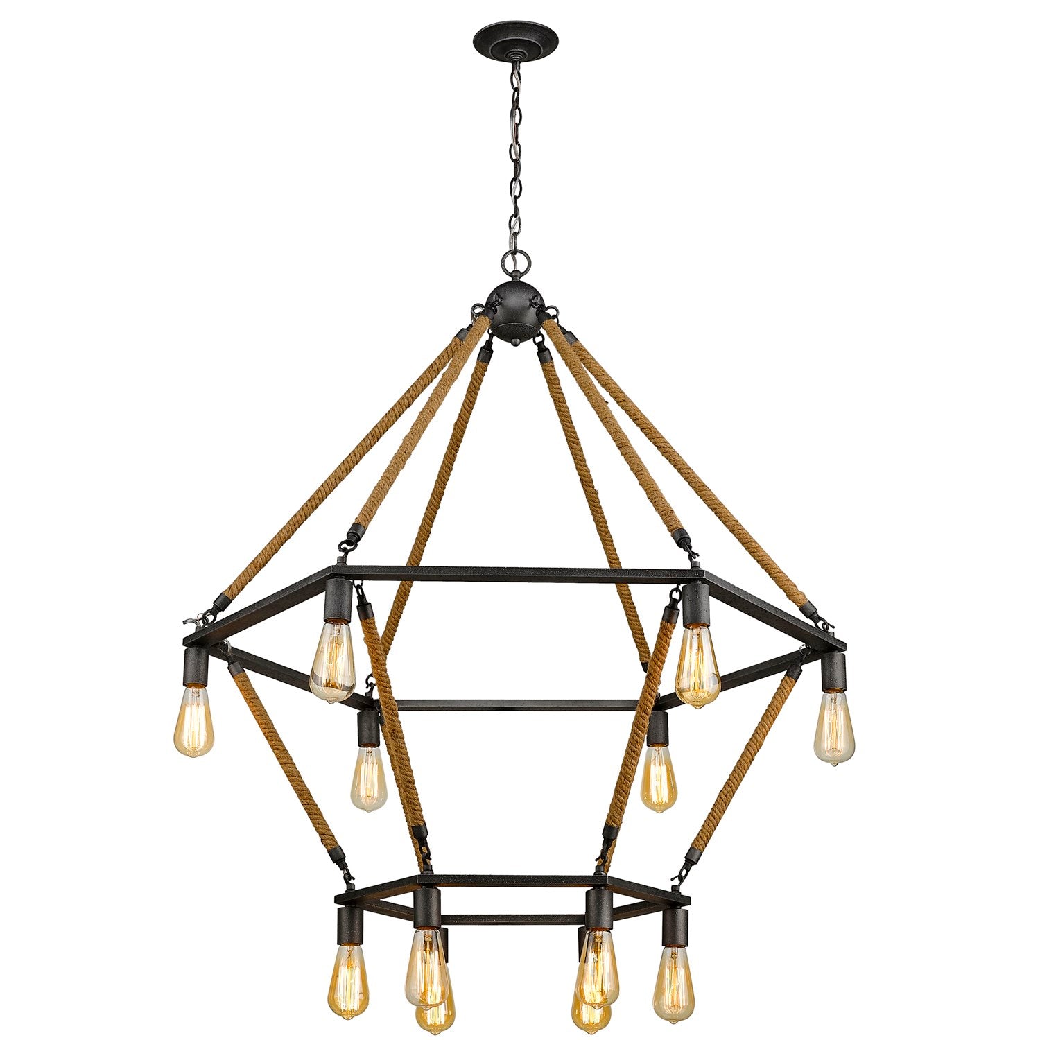 12-Light Antique Gray Wagon Wheel Chandelier