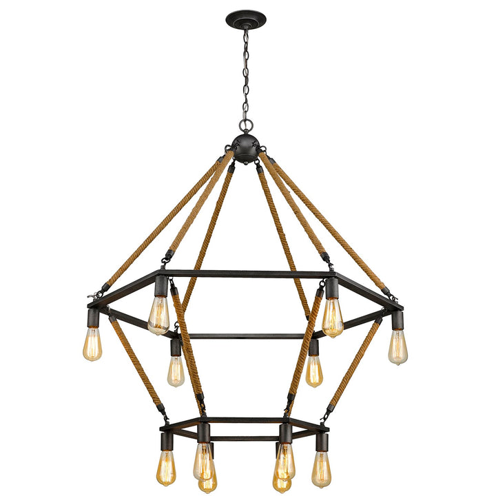 12-Light Antique Gray Wagon Wheel Chandelier