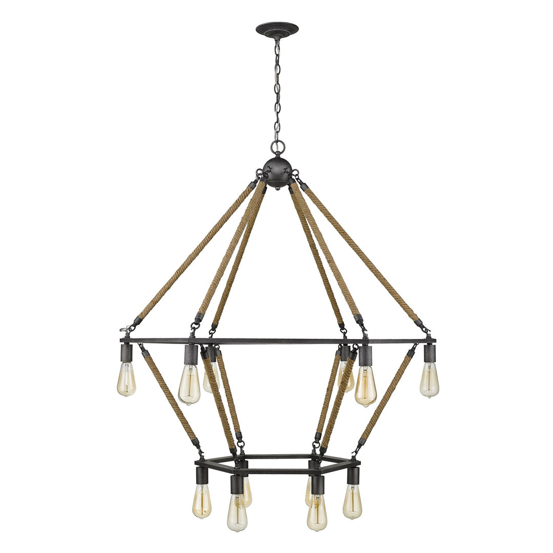 12-Light Antique Gray Wagon Wheel Chandelier