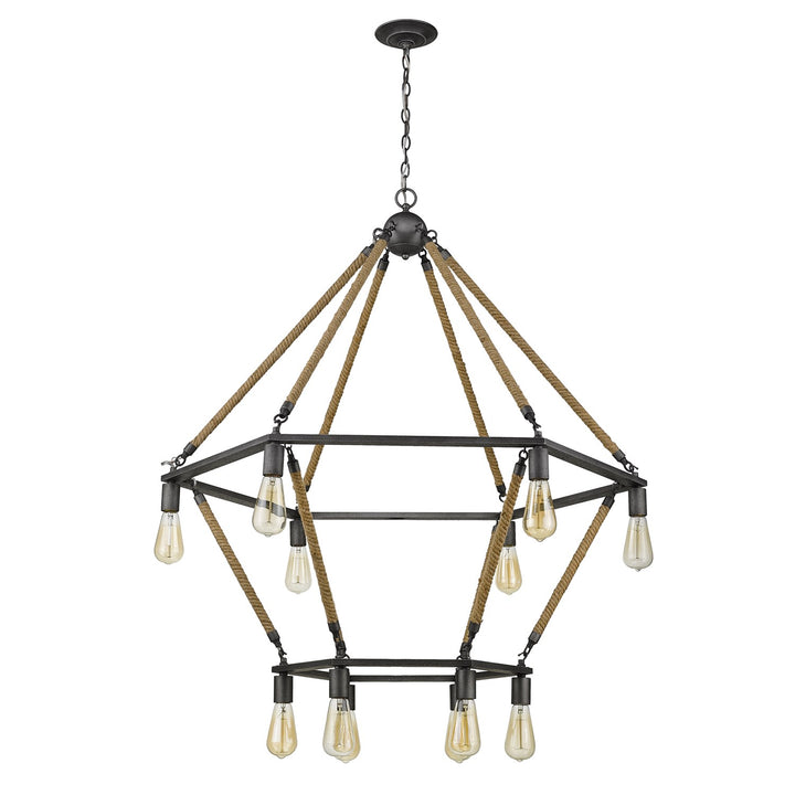12-Light Antique Gray Wagon Wheel Chandelier
