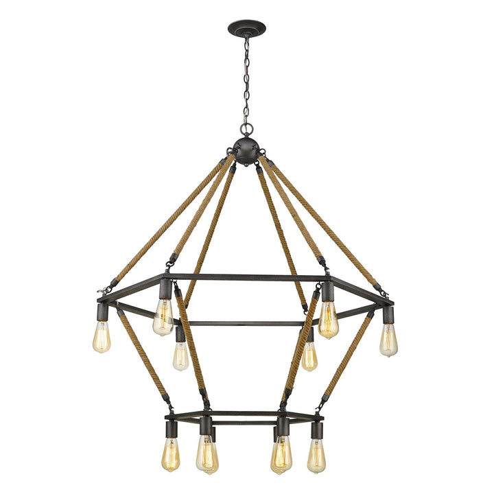 12-Light Antique Gray Wagon Wheel Chandelier