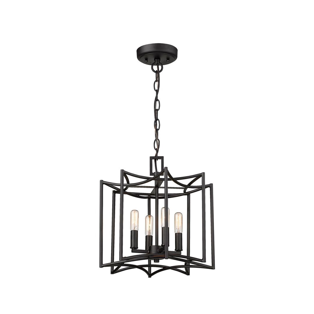 4-Light Matte Black Pendant