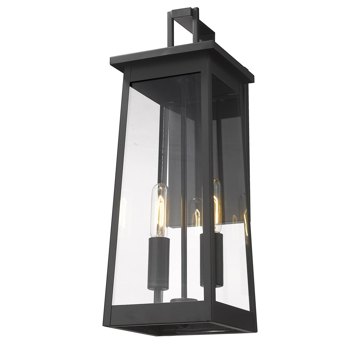 2-Light Matte Black Wall Light